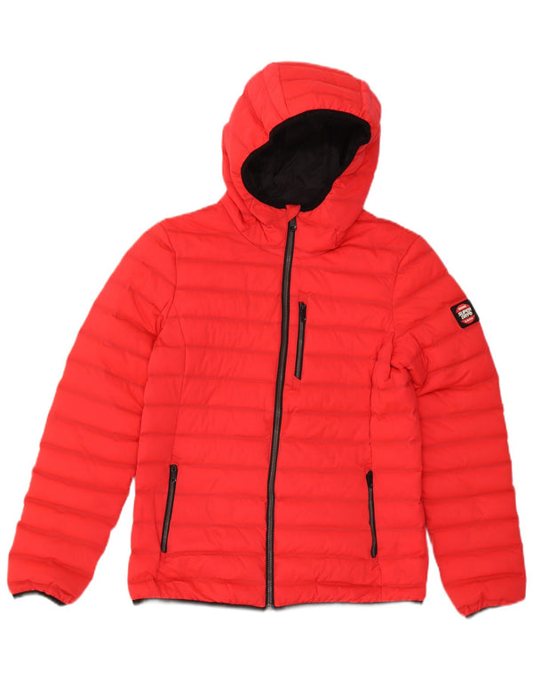 Superdry Wattierte Damenjacke mit Kapuze, UK 10, Größe S, Rot, Polyester