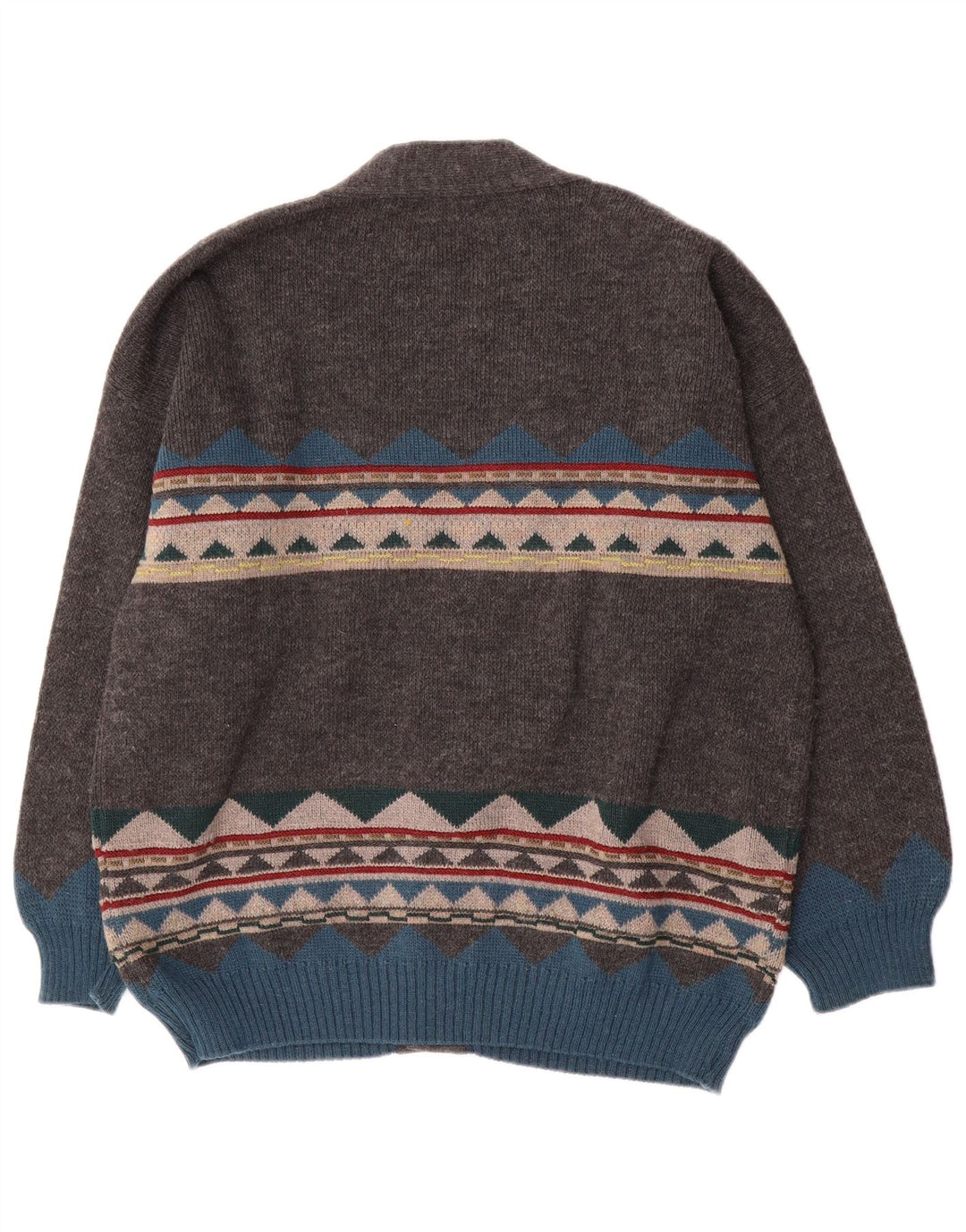 Vintage Herren Cardigan Pullover XL Grau Geometrisch
