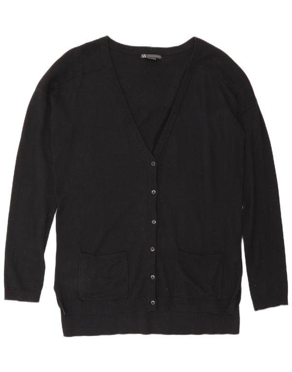 Armani Exchange Womens Longline Cardigan Sweater UK 16 Large Black Cotton