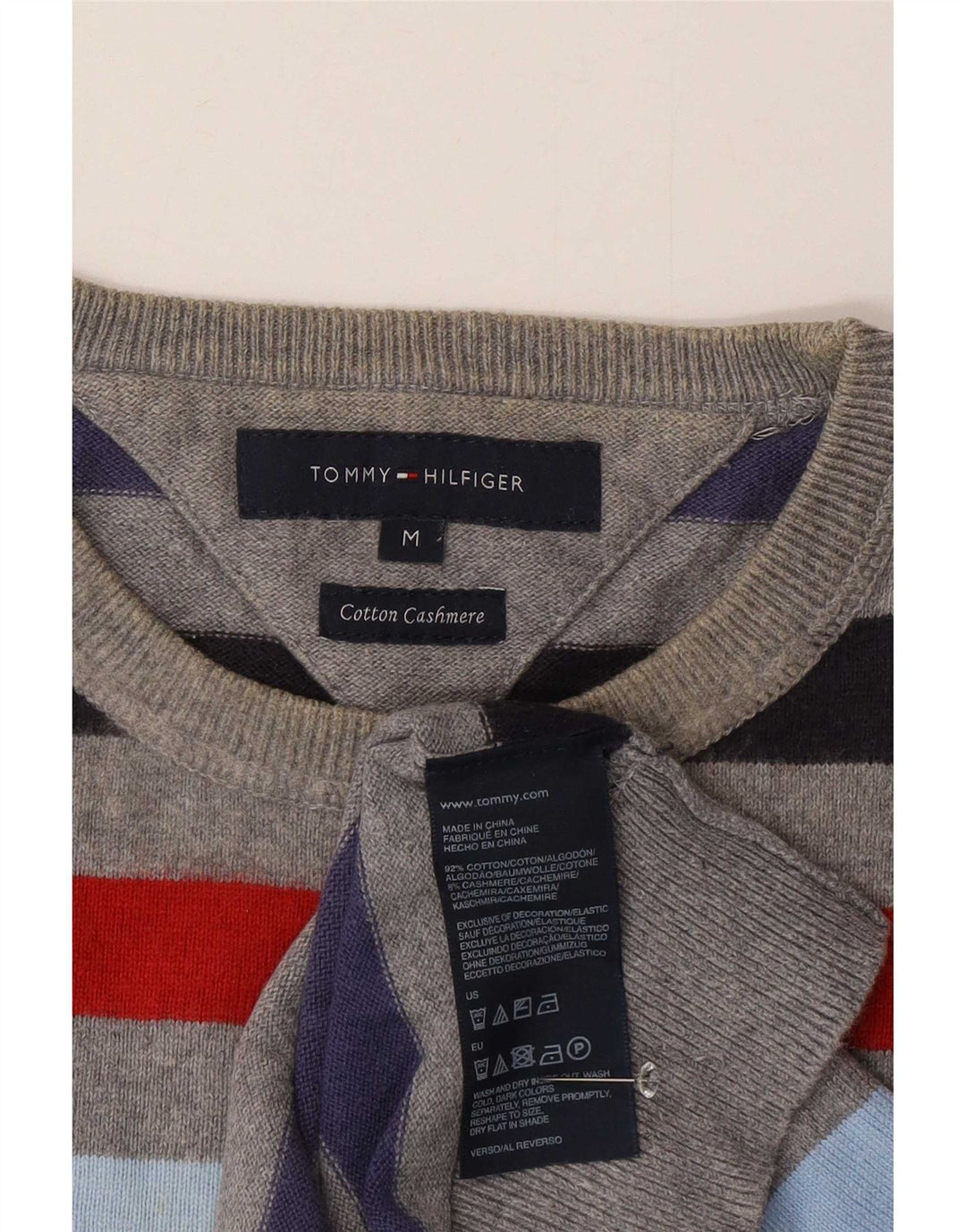 Tommy Hilfiger Herren-Pullover mit Rundhalsausschnitt, mittelgroß, mehrfarbig gestreift