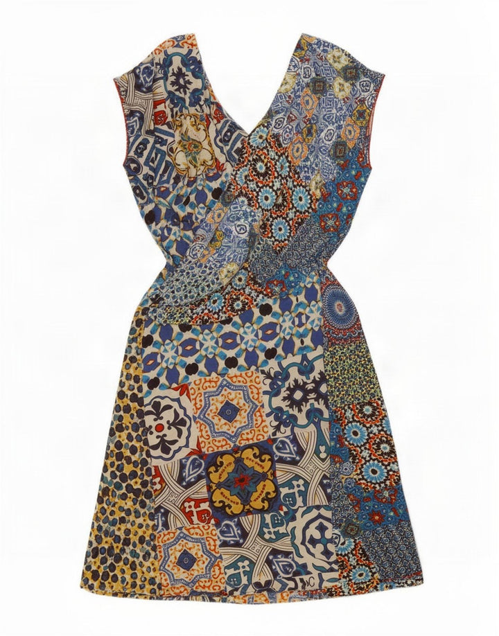 Desigual Damen Grafik-A-Linien-Kleid EU 38 Medium Mehrfarbiges Patchwork