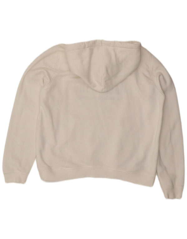 JACK WILLS Damen-Pullover mit übergroßem grafischem Kapuzenpullover, UK 16, Größe L, weiße Baumwolle