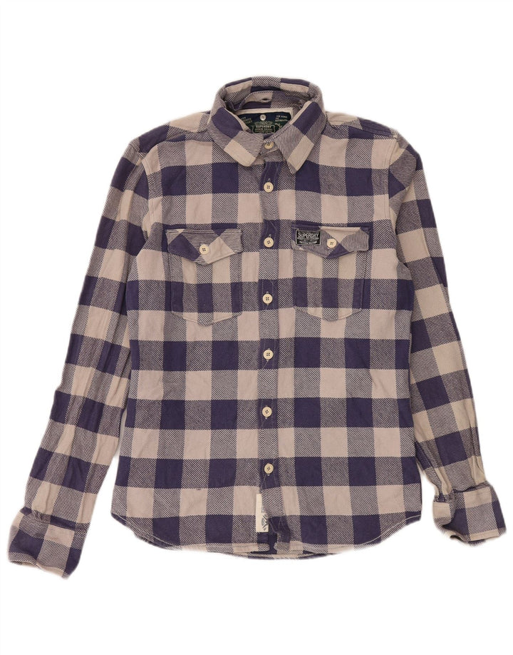 Superdry Herren-Flanellhemd, groß, marineblau, Gingham-Baumwolle