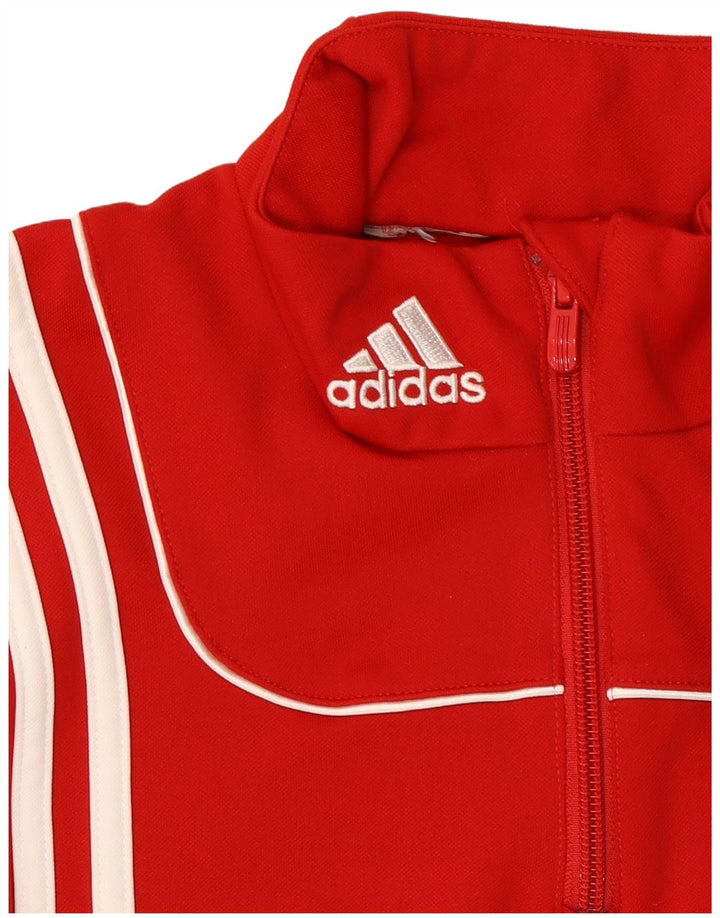 Adidas Herren-Sweatshirt mit Reißverschluss am Hals, Mittelrotes Polyester