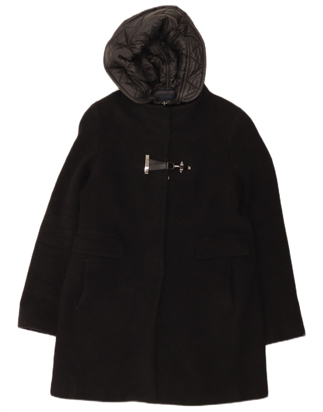 Fay Womens Toggle Hooded Windbreaker Coat UK 14 Große schwarze Wolle