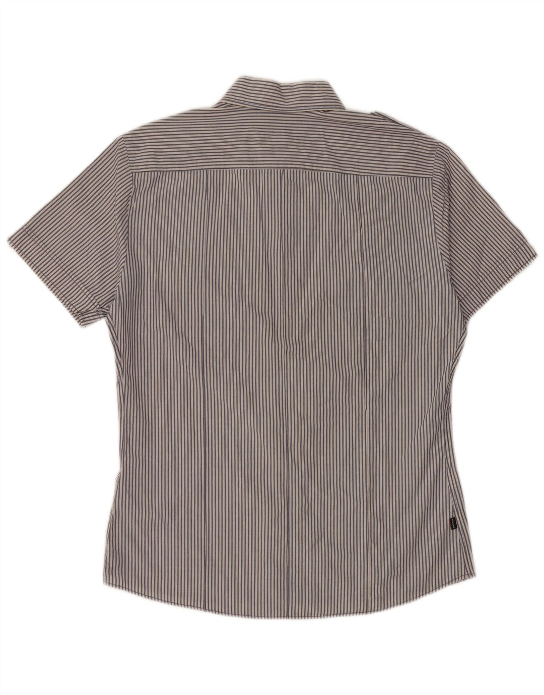 BLAUER Herren-Militär-Kurzarmhemd, groß, blaue Nadelstreifen-Baumwolle