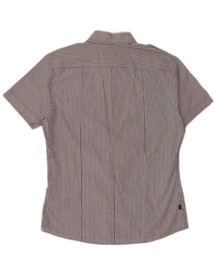 BLAUER Herren-Militär-Kurzarmhemd, groß, blaue Nadelstreifen-Baumwolle