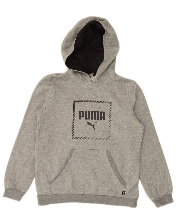 PUMA Jungen Graphic Hoodie Pullover 13–14 Jahre, graue Baumwolle