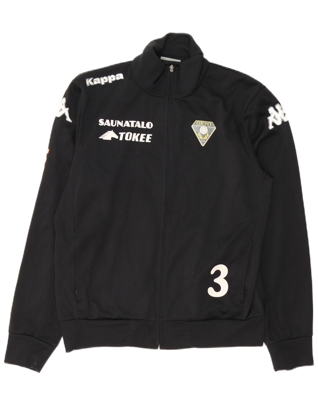 KAPPA Herren-Trainingsanzugoberteil mit Grafik, Mittelschwarzes Polyester