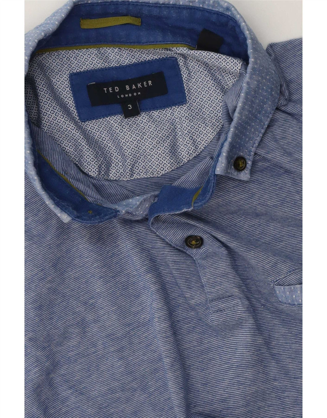 Ted Baker Herren-Poloshirt, Größe 3, mittelblau gestreift