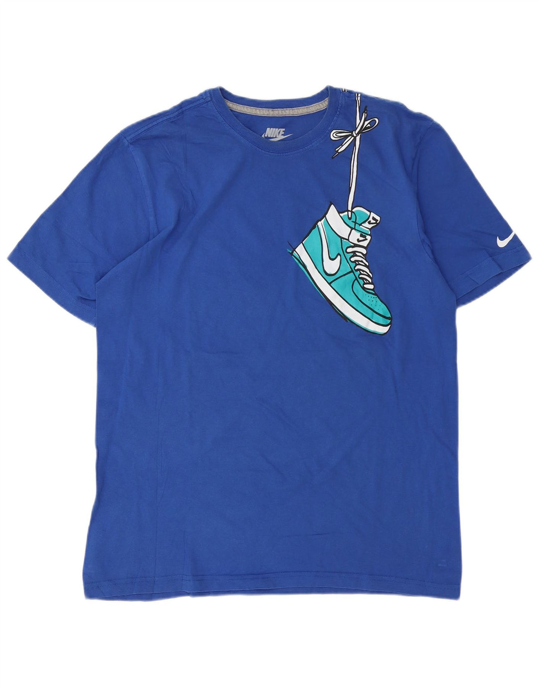 NIKE Herren-T-Shirt mit normaler Passform, Grafik, Größe L, Blau, Baumwolle