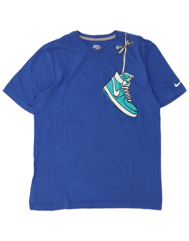 NIKE Herren-T-Shirt mit normaler Passform, Grafik, Größe L, Blau, Baumwolle