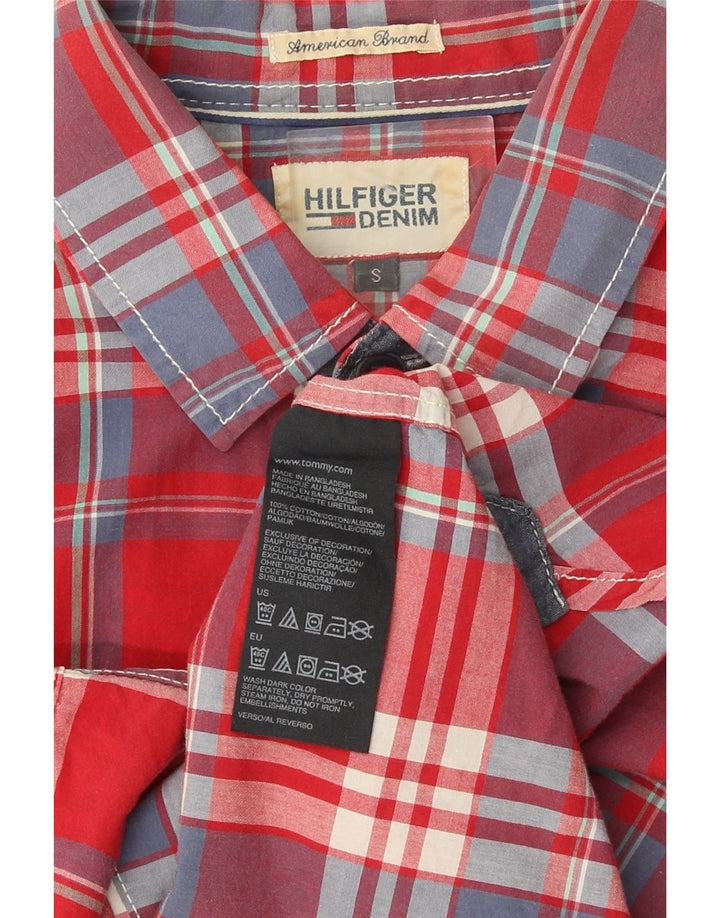 Tommy Hilfiger Herren-Kurzarmhemd, klein, rot kariert, Baumwolle