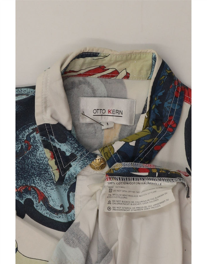 Otto Kern Damen UK 12 Medium White Floral Cotton