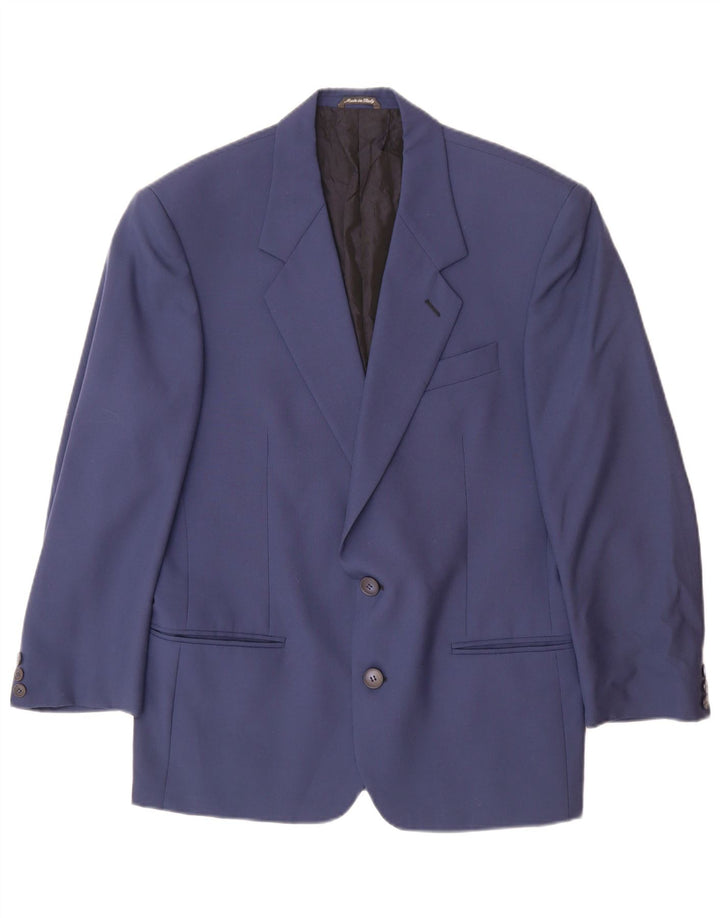 Biagiotti Herren-Blazer mit 2 Knöpfen, UK 38, mittelblaue Schurwolle