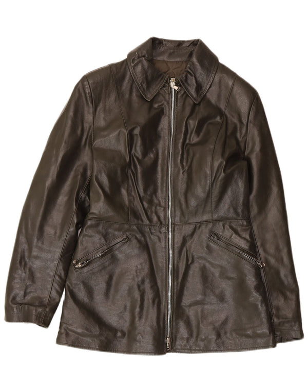 Vintage Damen Lederjacke UK 10 Small Khaki
