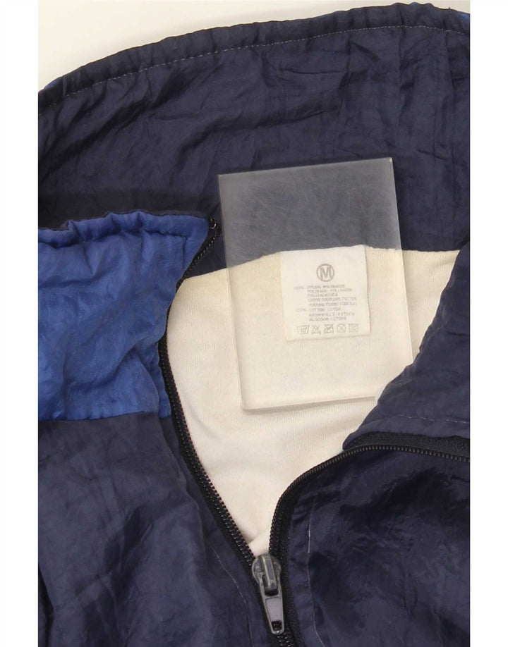 Vintage Herren-Trainingsanzug mit lockerer Passform, Jacke, mittelblau, Farbblock