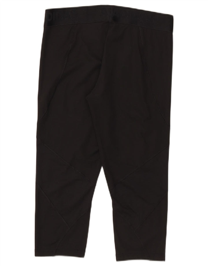 Adidas Damen Tech Fit Capri Leggings UK 16/18 Large Schwarz Polyester