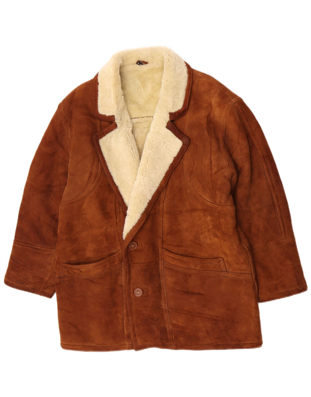 Vintage Herren Shearling Jacke UK 36 Small Brown