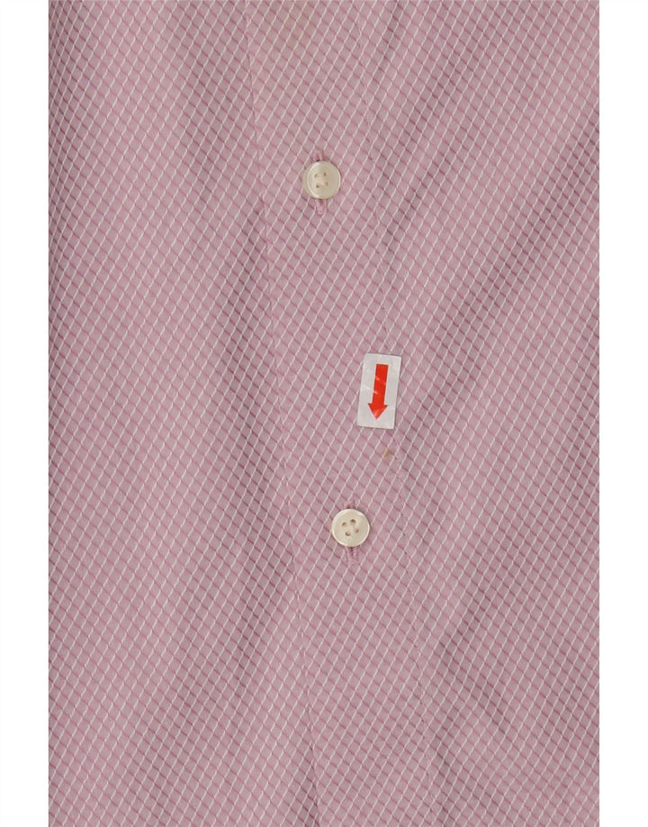 Ted Baker Herrenhemd, Größe 4, groß, rosa Argyle/Diamant-Baumwolle