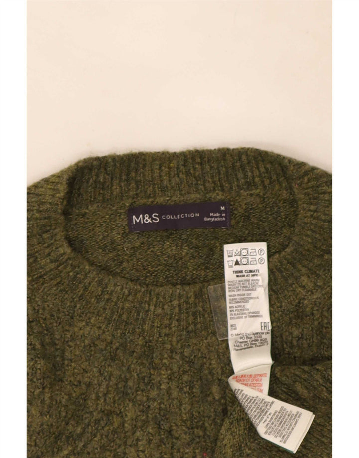 Marks & Spencer Damen-Pullover mit Rundhalsausschnitt, Gr. 14, Medium Khaki, Acryl