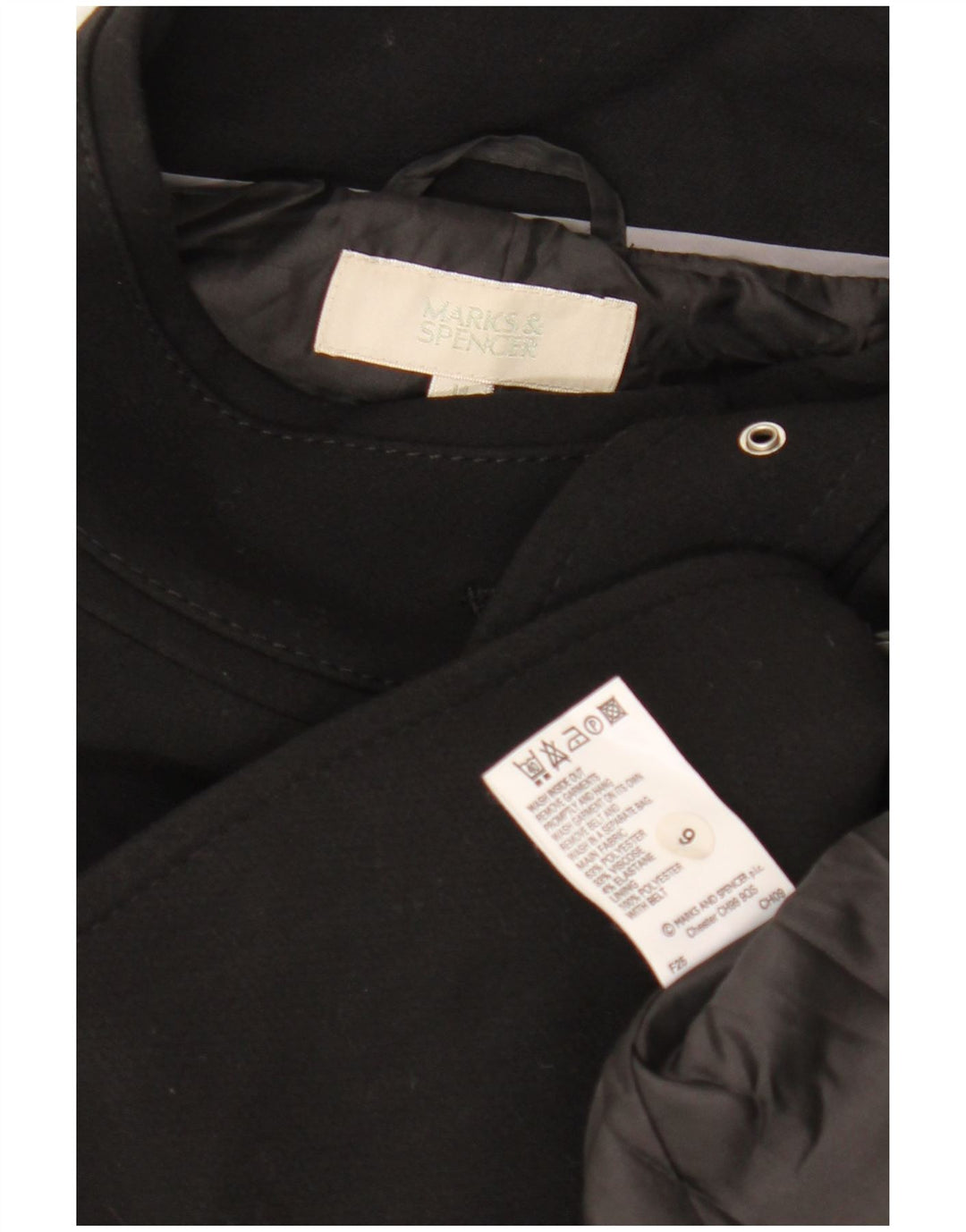 MARKS & SPENCER Damenmantel UK 14 Mittelschwarzes Polyester