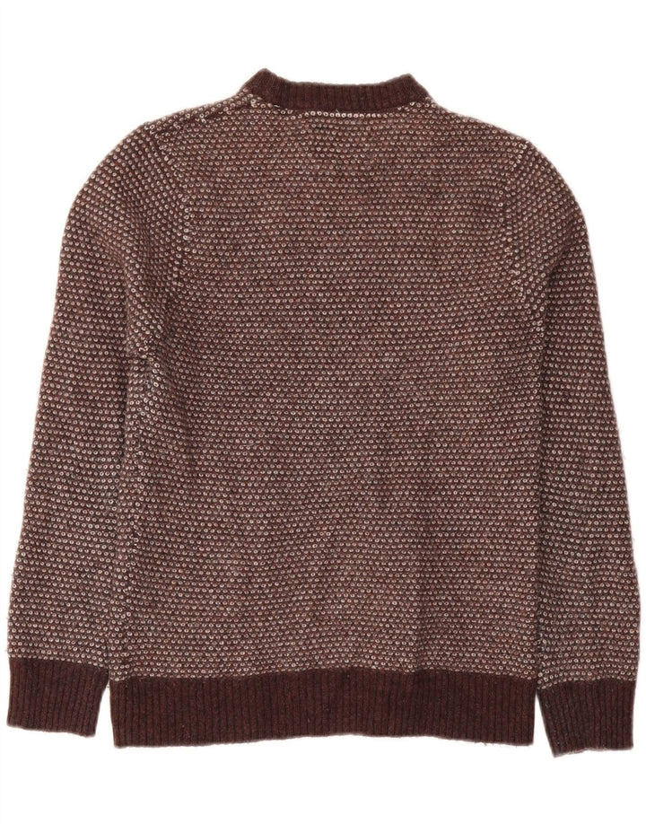 White Stuff Damen-Pullover mit Rundhalsausschnitt, UK 14, große braune Lammwolle