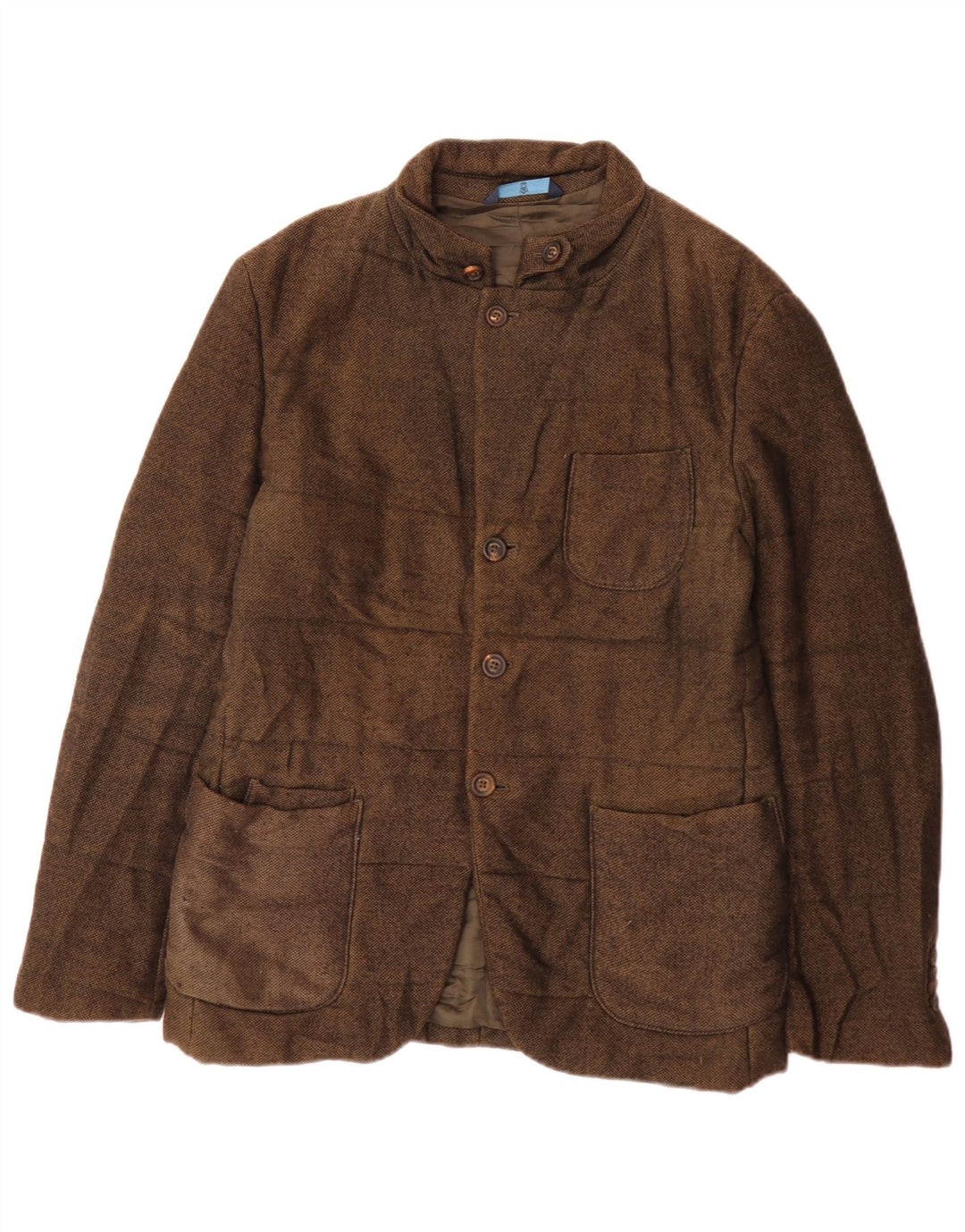 Massimo Dutti Herren Wattierte Jacke EU 48 Mittelbraun gefleckte Baumwolle