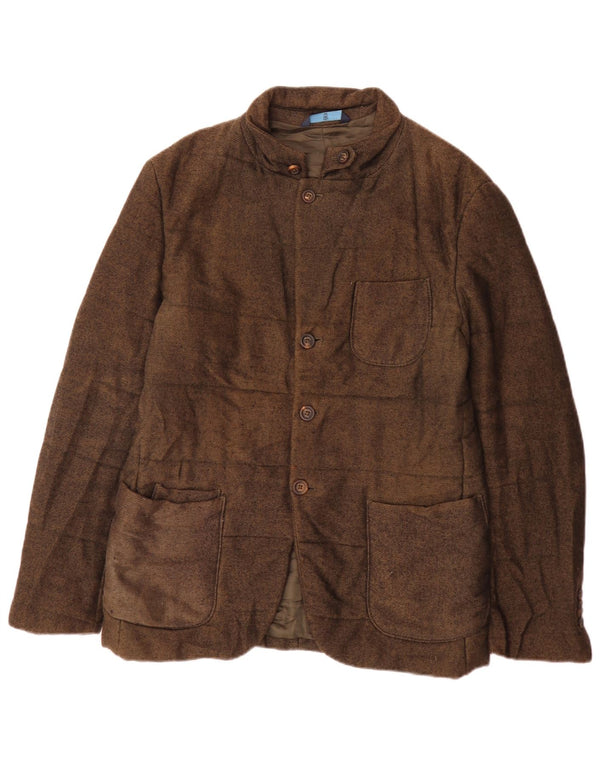 Massimo Dutti Herren Wattierte Jacke EU 48 Mittelbraun gefleckte Baumwolle