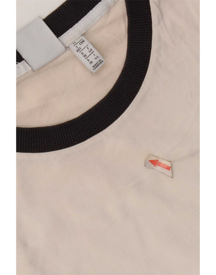 Adidas Damen T-Shirt Top UK 12 Mittelweiße Baumwolle