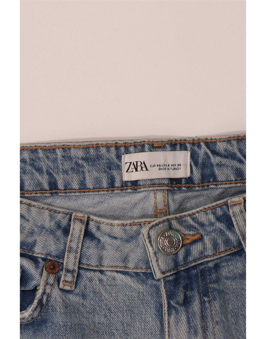 Zara Damen Distressed Straight Jeans EU 40 Medium W30 L28 Blau