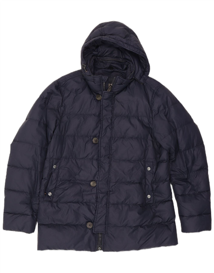 Herno wattierte Herrenjacke mit Kapuze, UK 38, Mittel, Marineblau