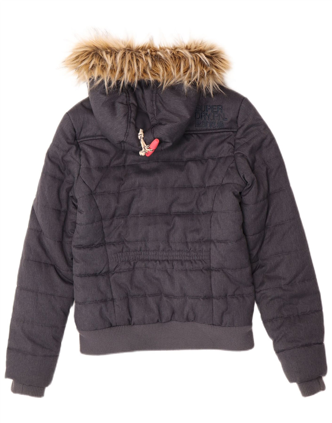 Superdry Damen Bomberjacke mit Kapuze, wattiert, Gr. 8, Größe S, Grau, Polyester