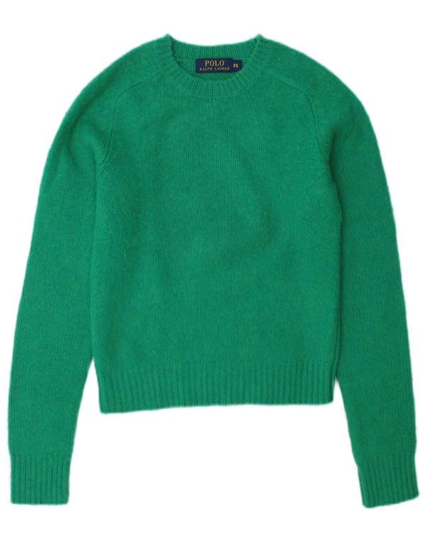 Polo Ralph Lauren Damen Crop Pullover mit Rundhalsausschnitt UK 6 XS Grüne Wolle