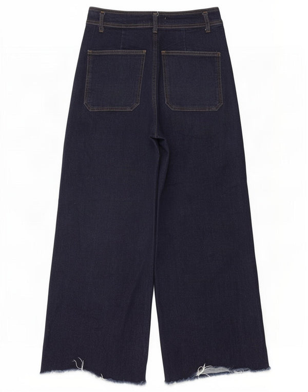 Zara Damen-Jeans mit hoher Taille und weitem Bein, EU 40, Mittel W30 L28, Marineblau