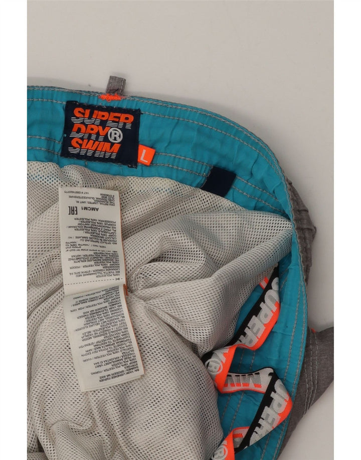 Superdry Herren-Badeshorts mit Grafik, groß, aus grauem Polyester