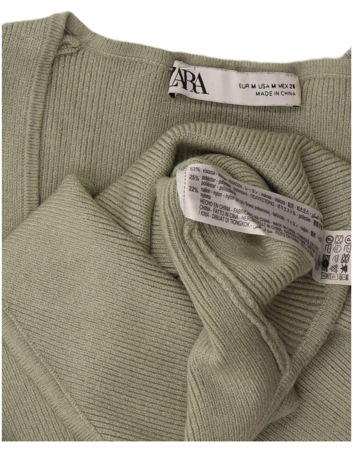 Zara Damen-Body mit langen Ärmeln, Gr. 8, Khaki, Viskose