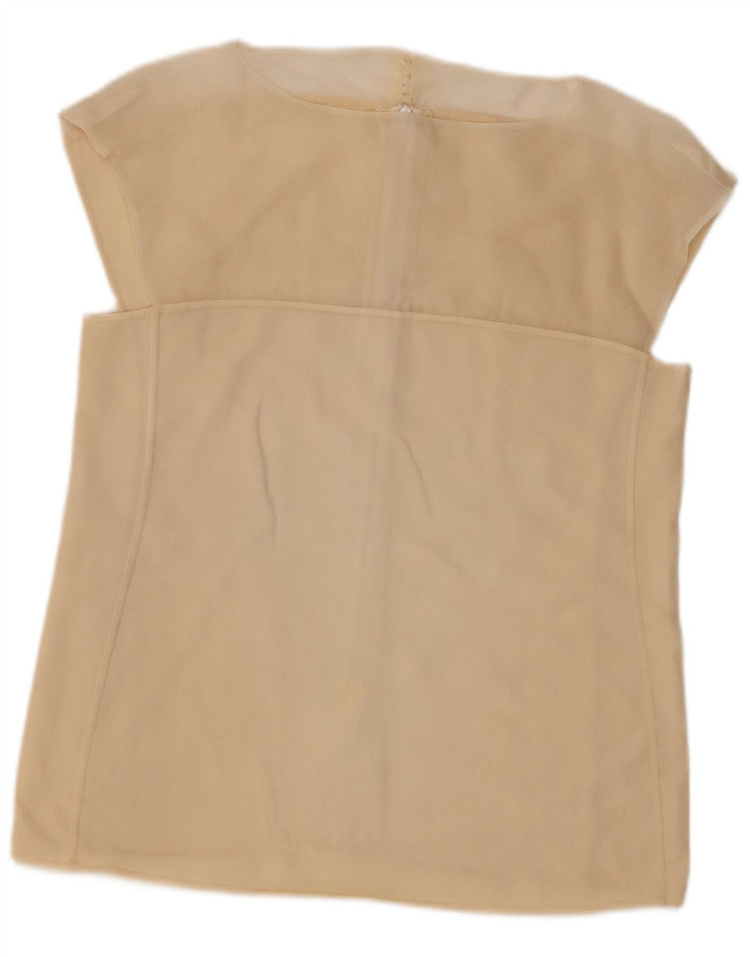 Vintage Damen Ärmellose Hemdbluse UK 14 Medium Beige