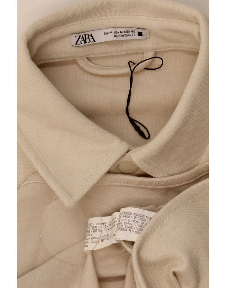 Zara Herren Kurzarmhemd Mittelbeige Polyester