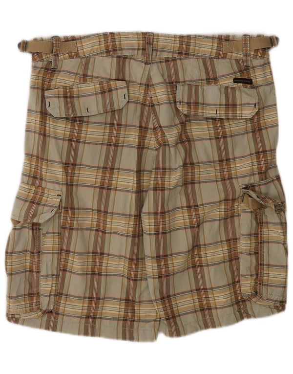 Marlboro Classics Herren-Cargoshorts W31 mittelbeige karierte Baumwolle