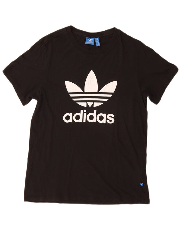 Adidas Damen Grafik T-Shirt Top UK 8 Small Schwarz Baumwolle