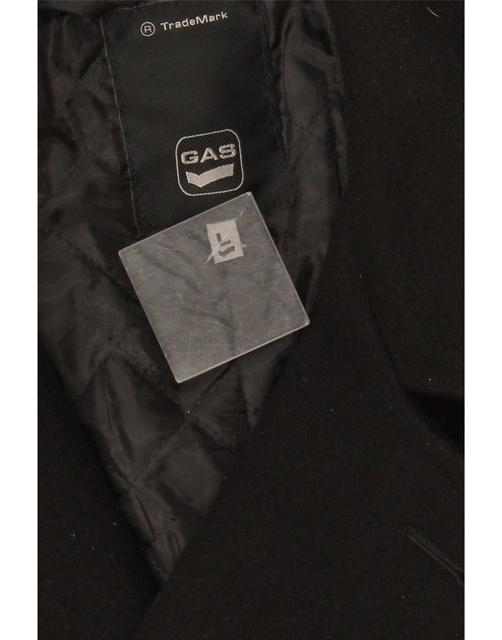 Gas Herren Zweireihiger Mantel UK 40 Large Schwarz