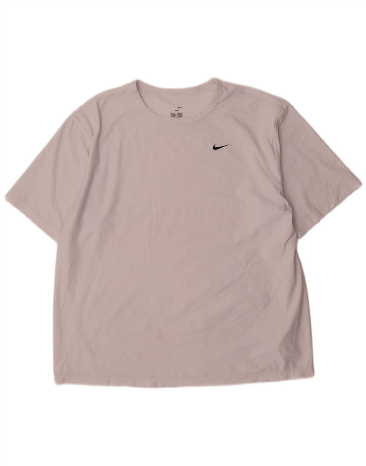 Nike Herren Dri Fit T-Shirt Top UK 42/44 Large Weiß Polyester