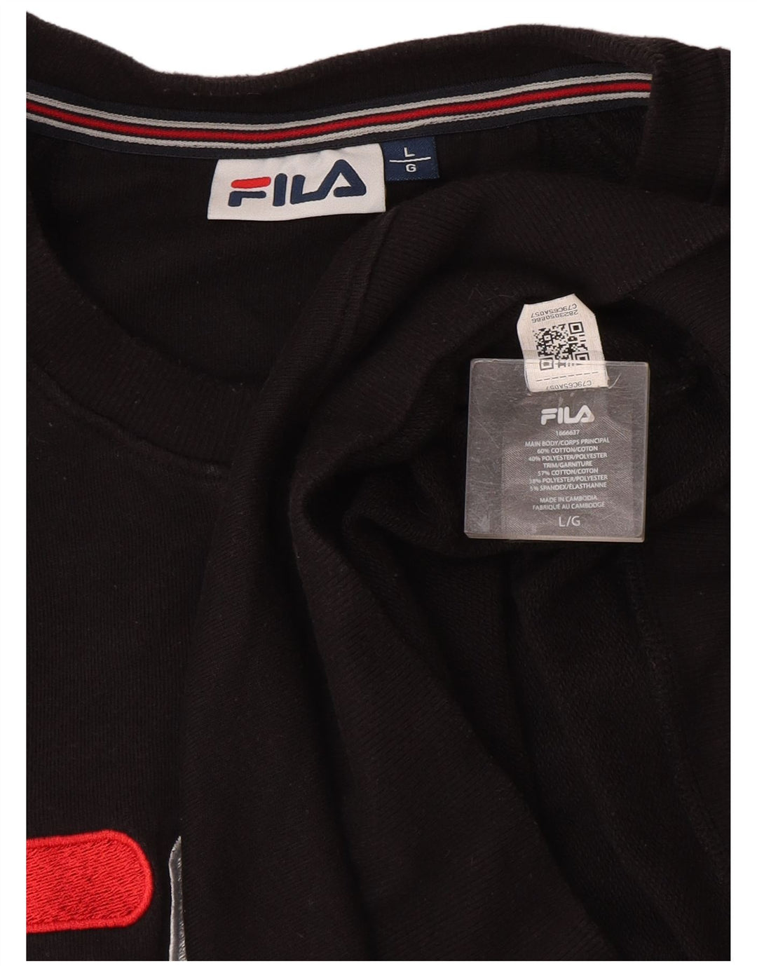 Fila Herren-Sweatshirt mit Grafik, groß, aus schwarzer Baumwolle