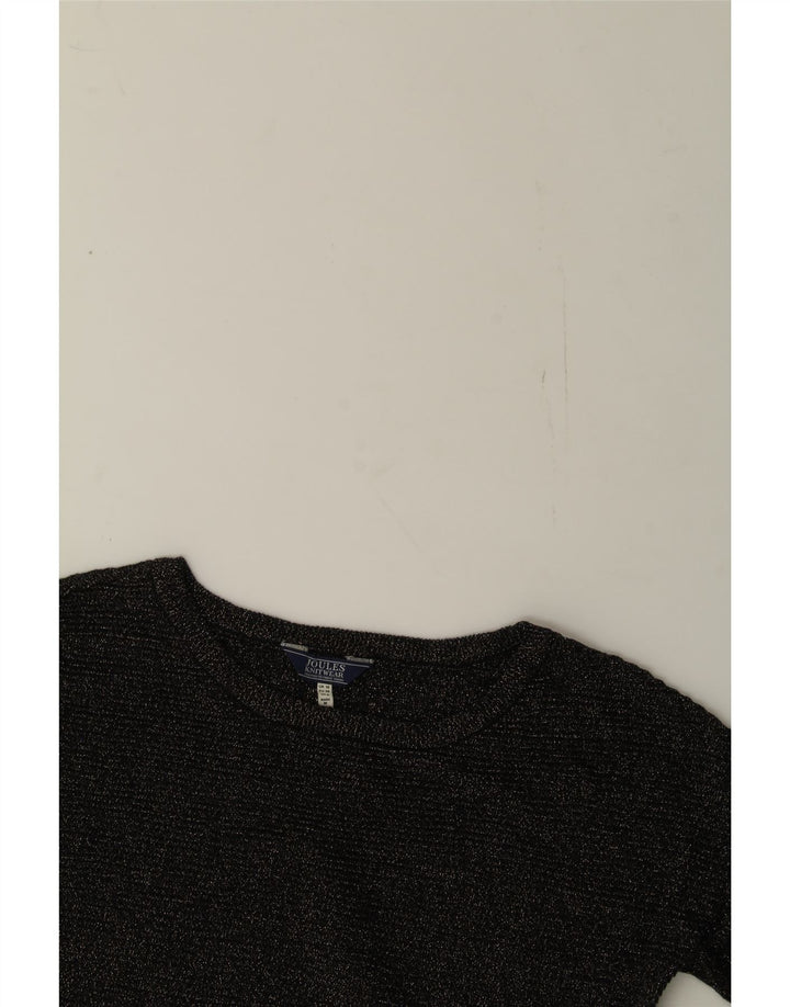JULES Womens Oversized Boat Neck Jumper Sweater UK 10 Small  Black Flecked Vintage Jules and Second-Hand Jules from Messina Hembry 