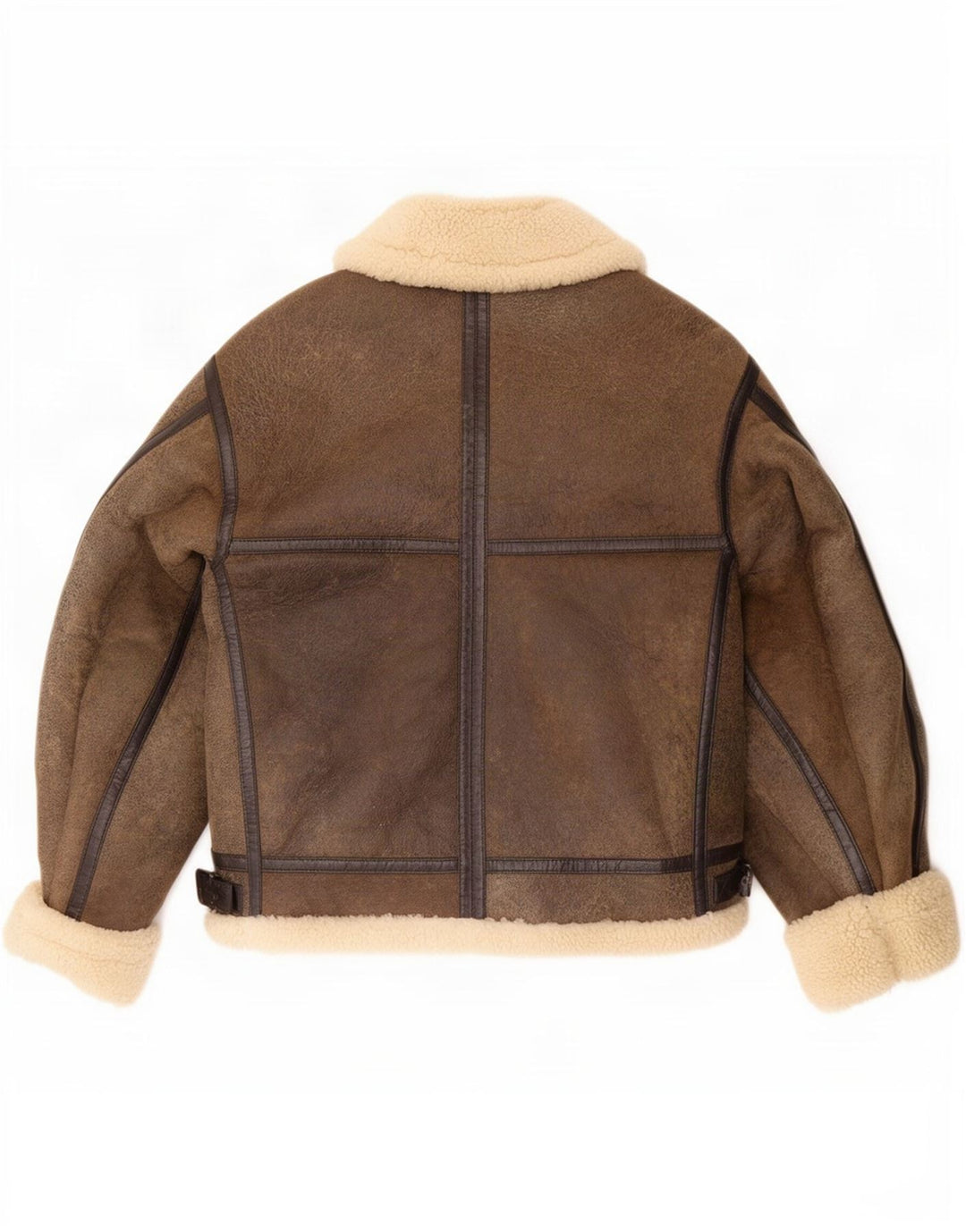 Wallace Sacks Herren Shearling Jacke UK 40 Large Graues Leder