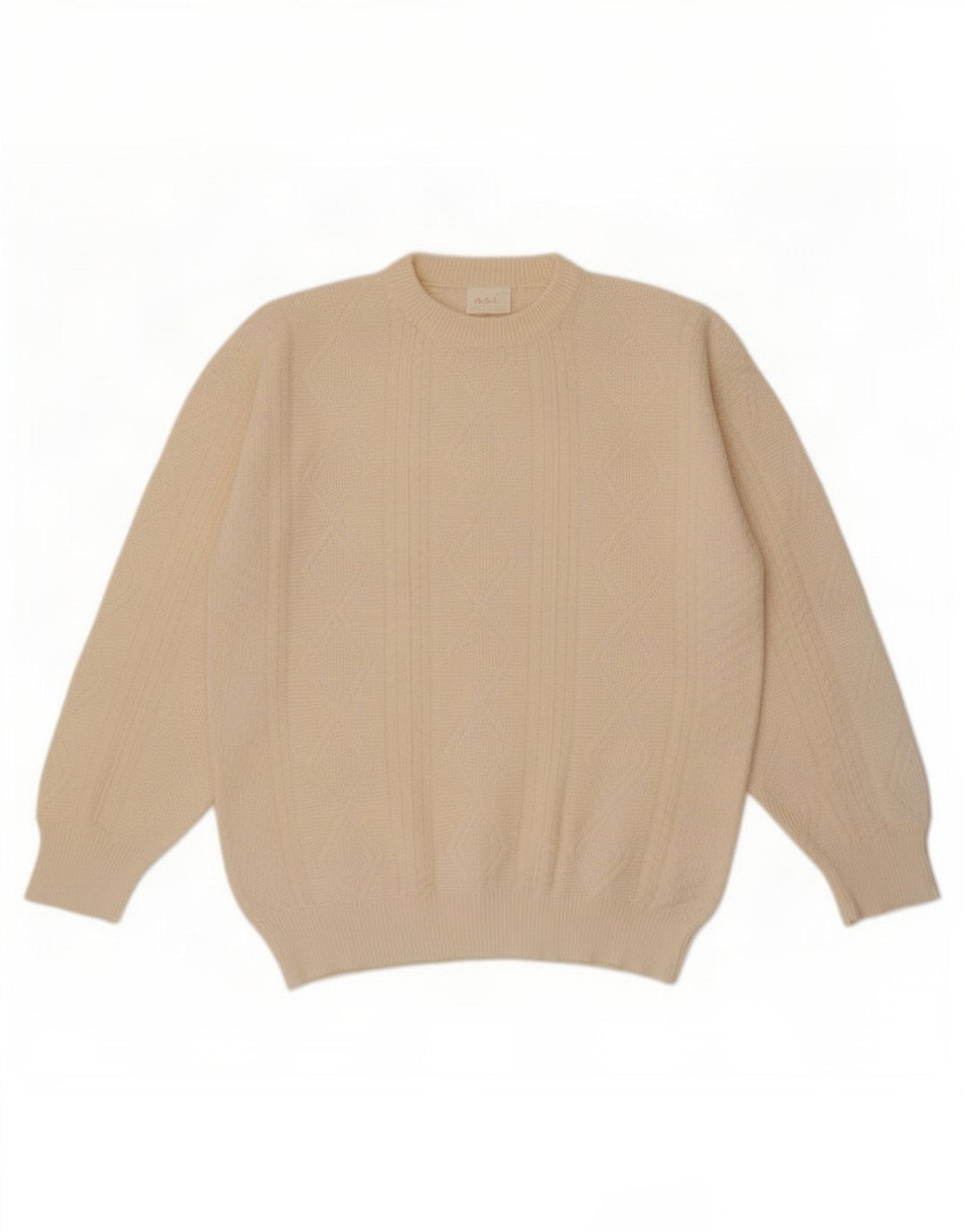 A.S.F Herren-Pullover mit Rundhalsausschnitt, mittelgroß, gebrochenes Weiß