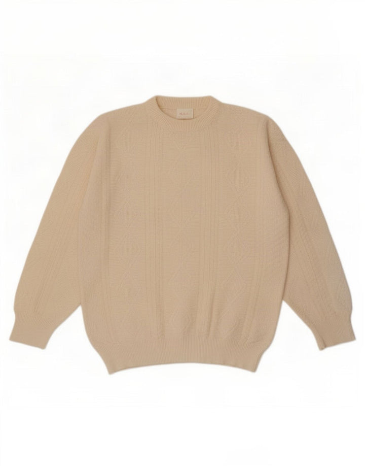 A.S.F Herren-Pullover mit Rundhalsausschnitt, mittelgroß, gebrochenes Weiß