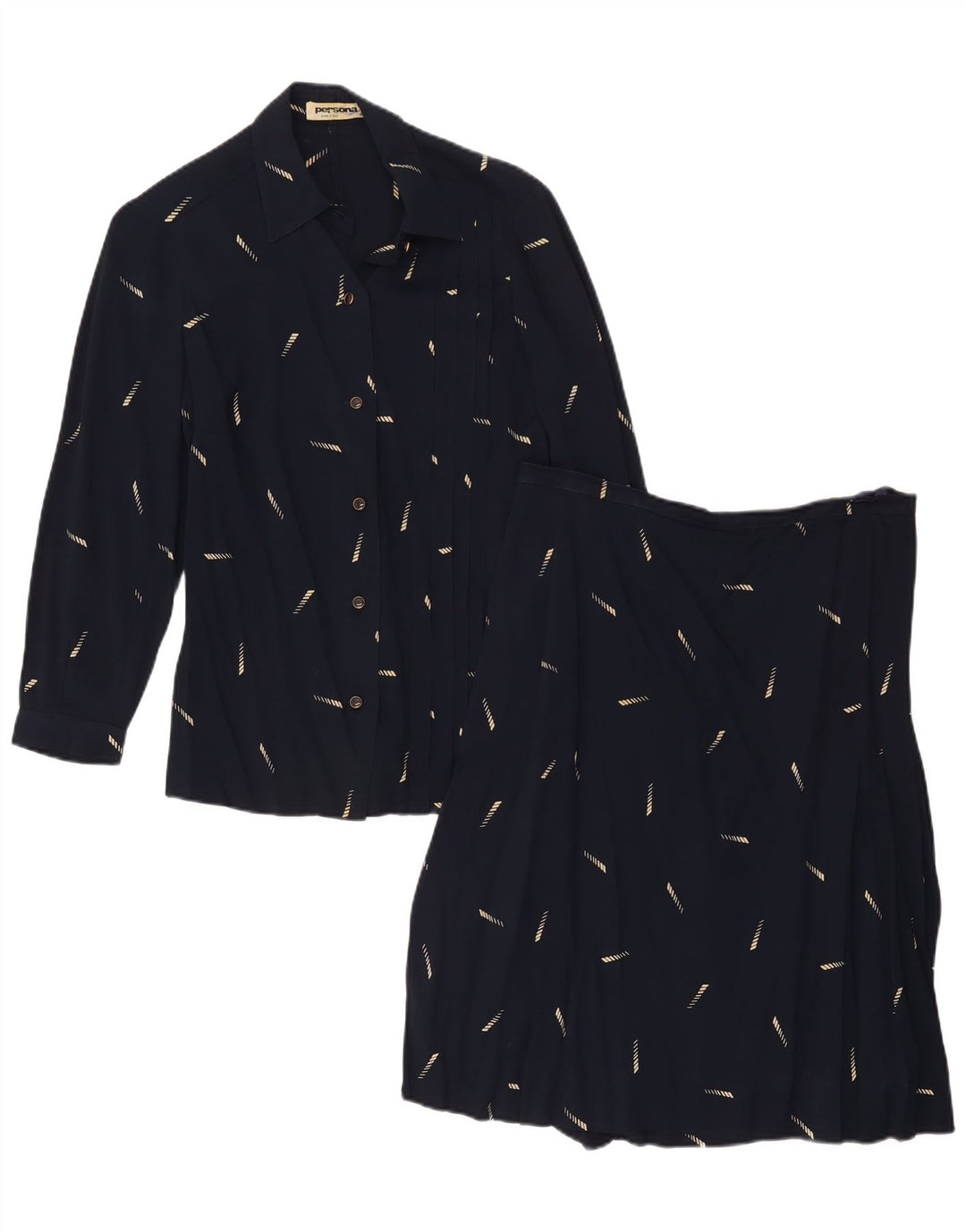Persona Damen 2-teiliges Rock-Set, Größe 23, Mittel, W32, Marineblau, geometrisch