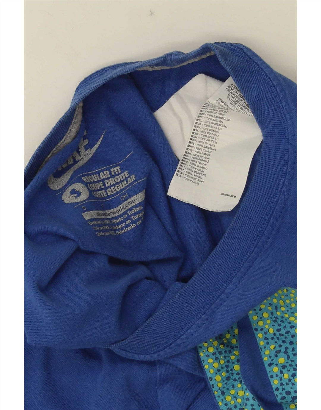 Nike Herren-T-Shirt mit normaler Passform, Grafik, Größe S, Blau, Baumwolle